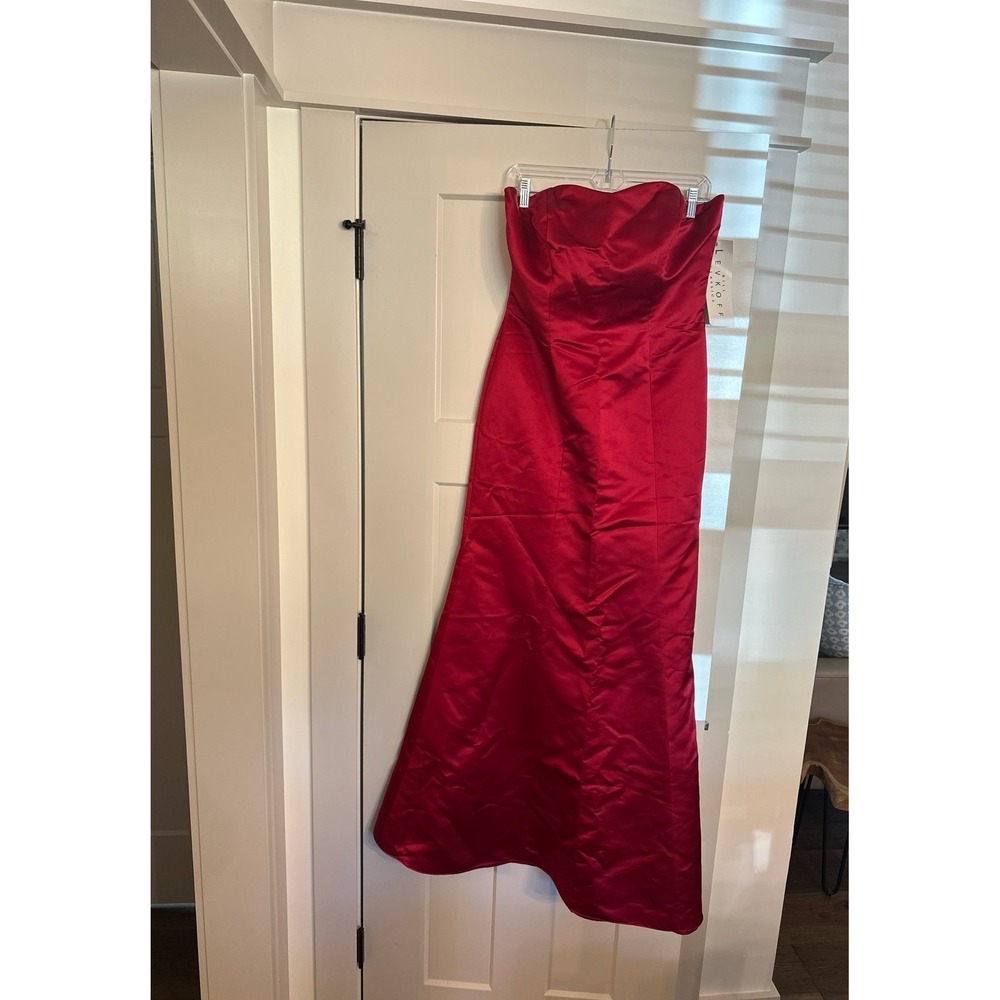 NWT Bill Levkoff Long Formal Red Dress Cocktail Party PROM Strapless